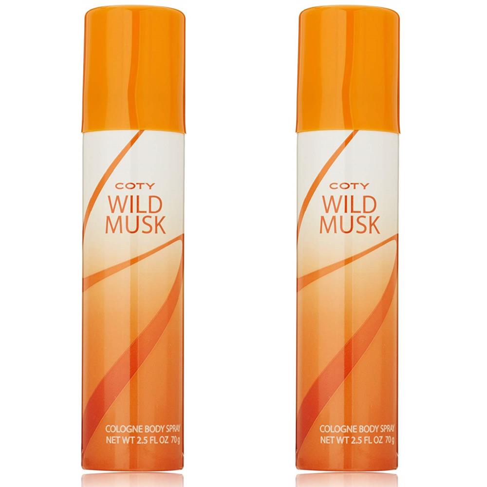 NEW Coty Wild Musk Cologone,Body Spray,2.5 Fluid Ounce (2 Pack)