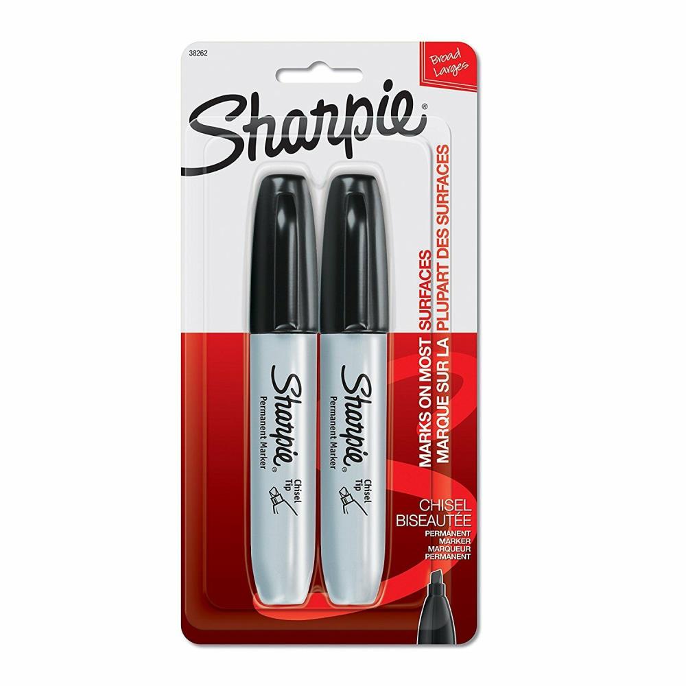 Pack of (6) NEW Sharpie 2 Black Chisel Tip Permanent Markers