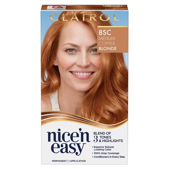 New Clairol Nice'n Easy Permanent Hair Dye, 8SC Medium Copper